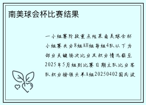 南美球会杯比赛结果